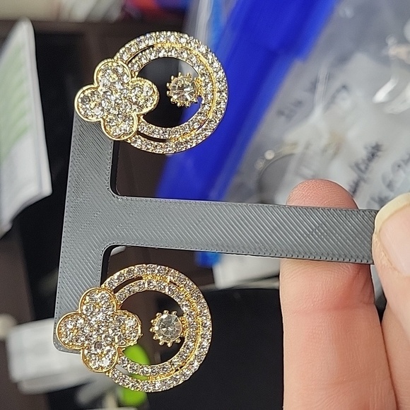 Gold Tone Crystal Earrings - Picture 2 of 3